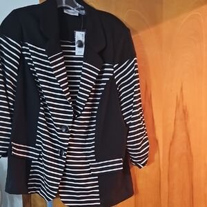 Avenue Striped Black and White Blazer